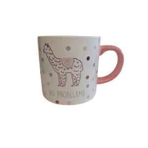 Artisan Coffee Mugs, "No Probllama" Oversized Llama Polka Dot Ceramic Cup